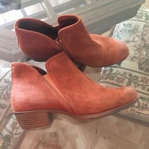 Brown suede booties
